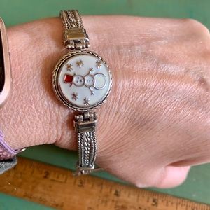 Adorable SNOWMAN Ginger Snap Silver Tone Snowman Bracelet - 7-1/2' NWOT ☃️☃️